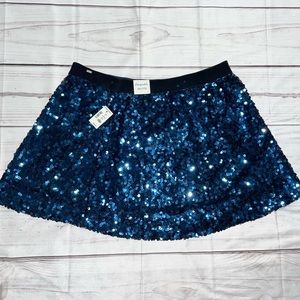 XXL Aeropostale Women Junior Blue Sequined Mini Skater Skirt Lined